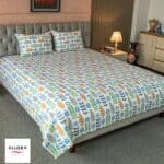 Leaf & Light Printed Bed Sheet - Mint