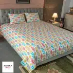 Leaf & Light Printed Bed Sheet - Yellow
