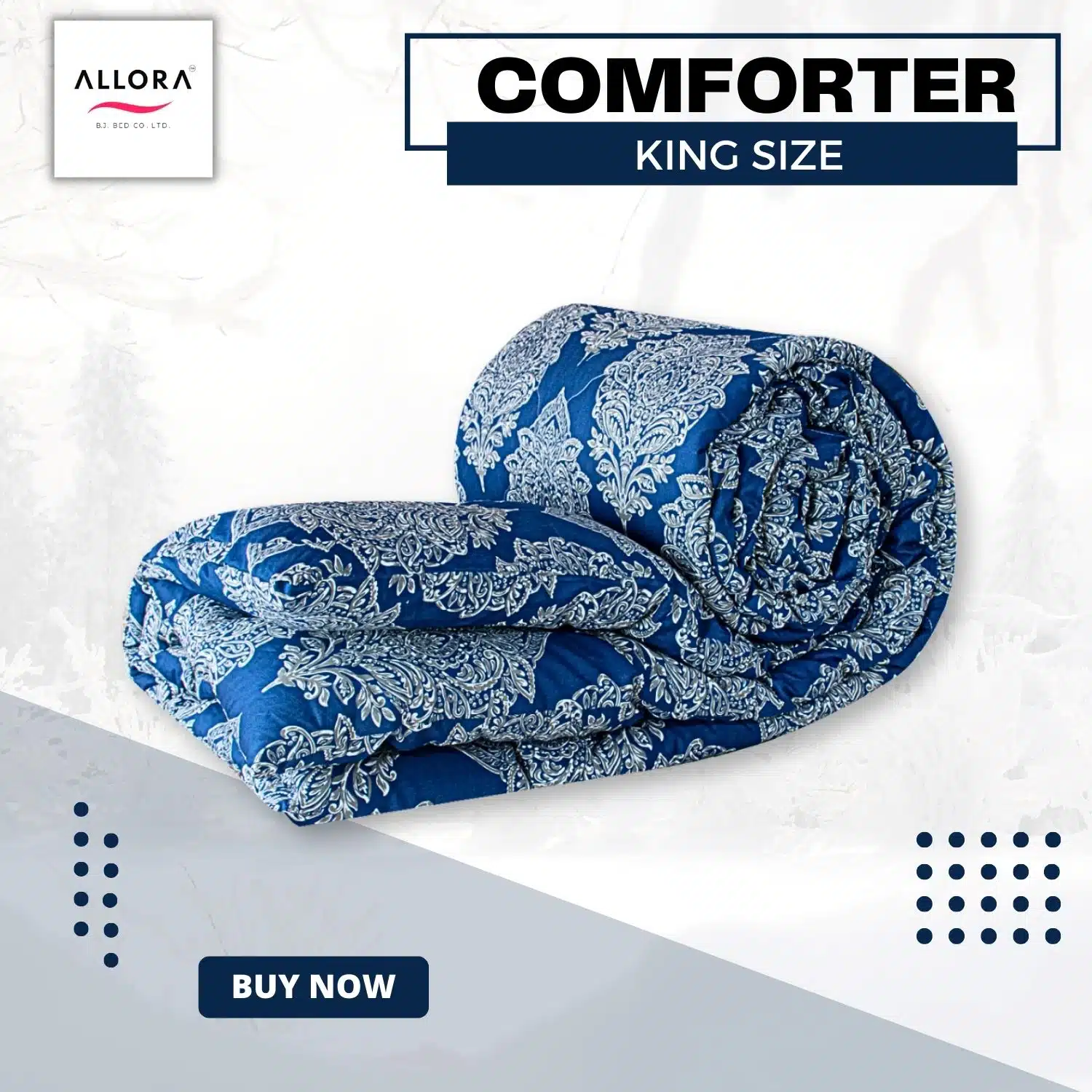 Regal Block Motif Print Comforter – Blue