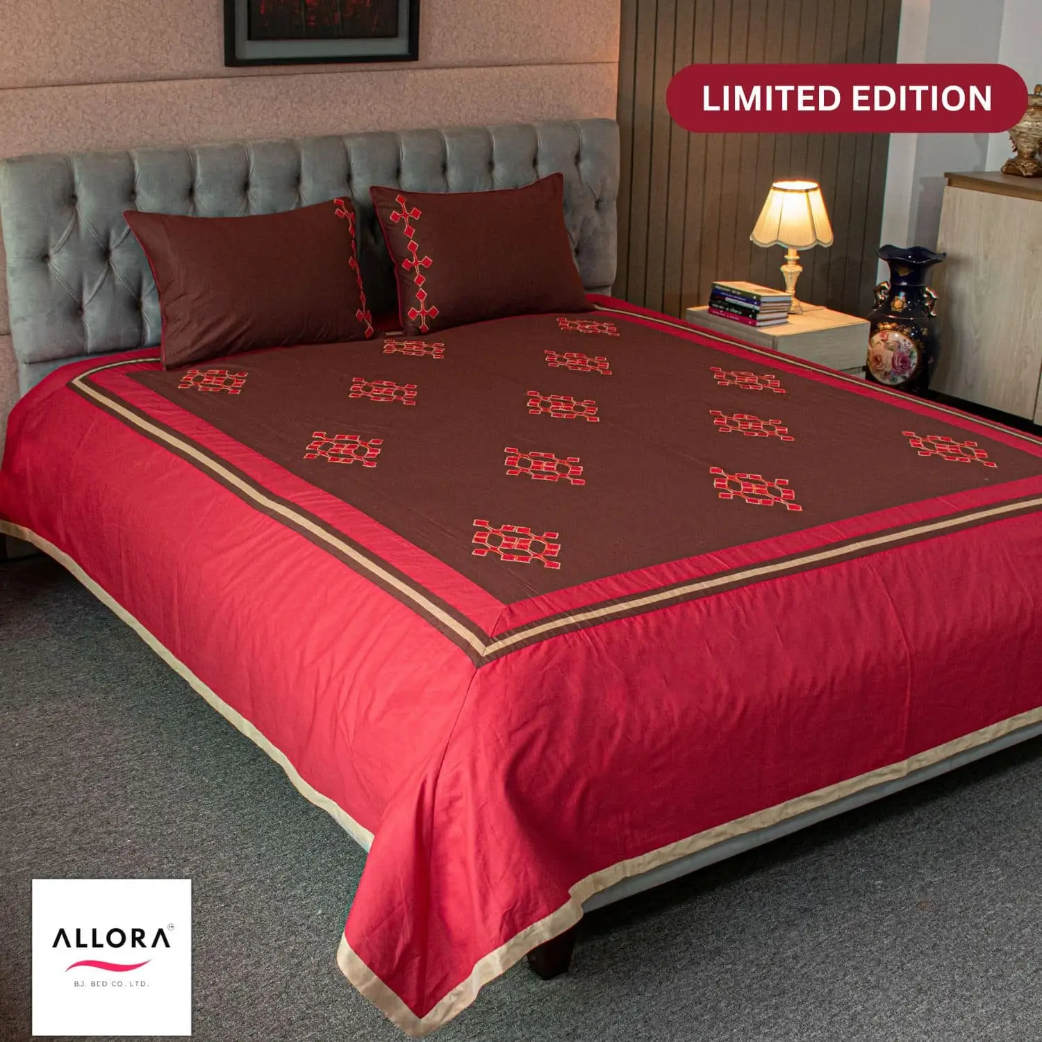 Bridal Embroidered Super King Bed Sheet