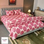 Regal Block Motif Comforter Bedding Set – Magenta (5Pcs Set)