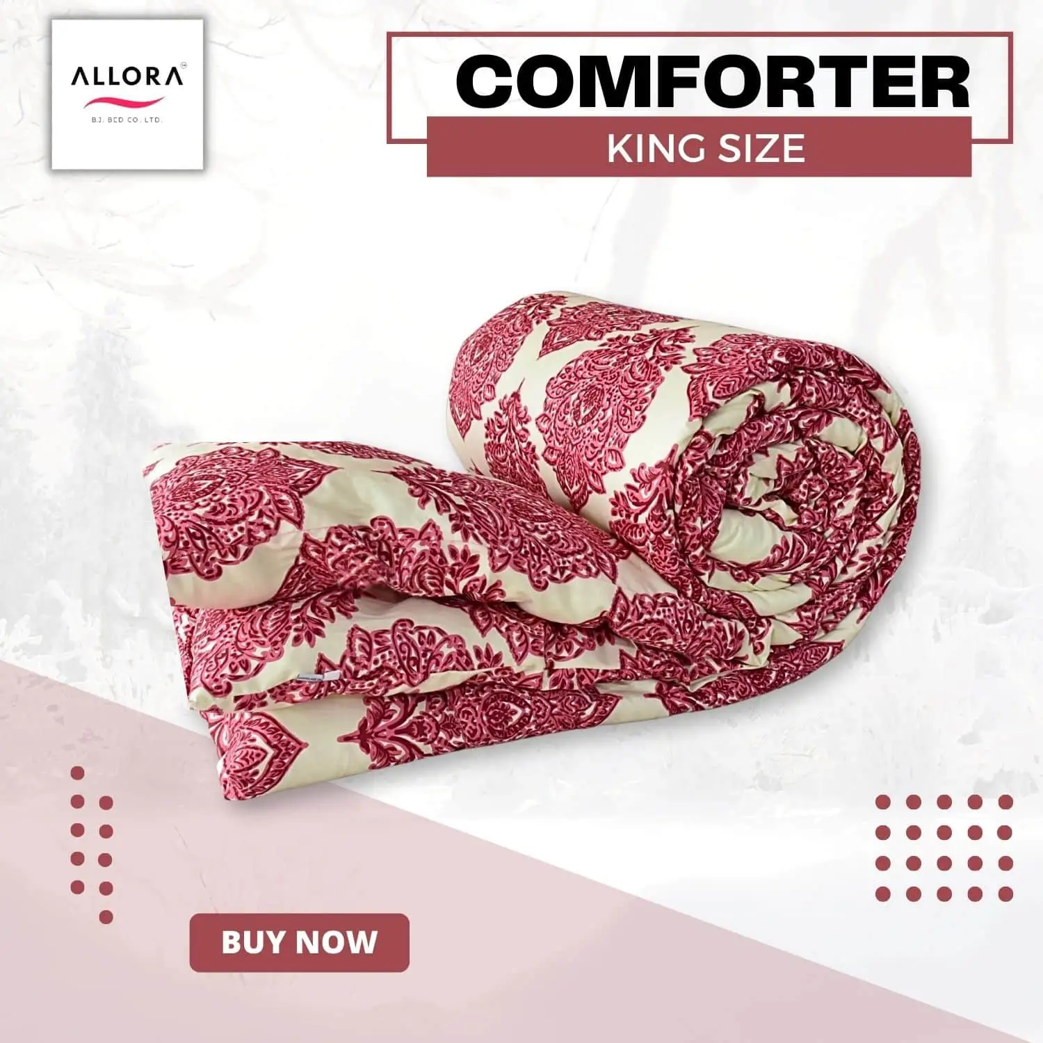 Regal Block Motif Print Comforter – Magenta