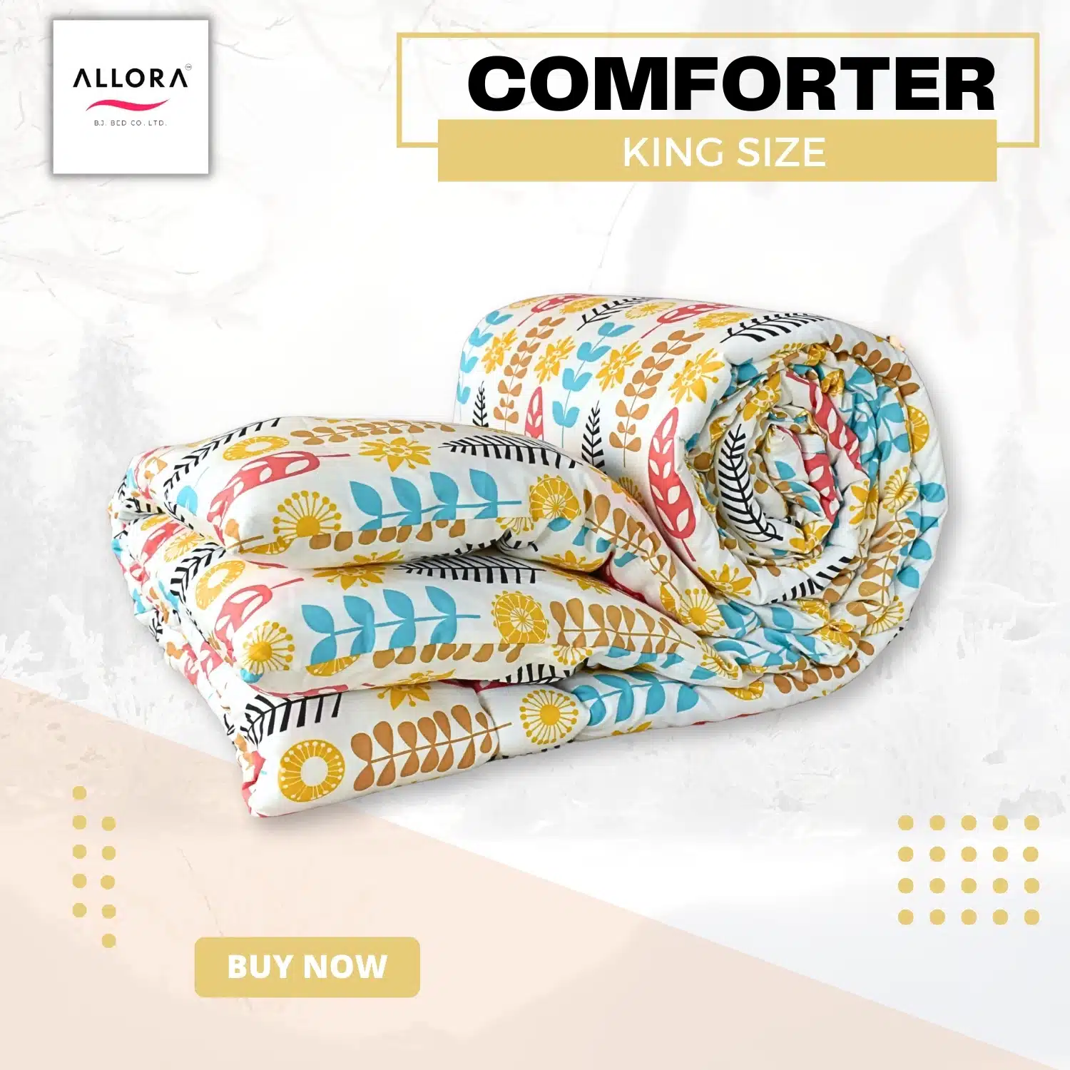 Leaf & Light Printed Comforter – Yellow