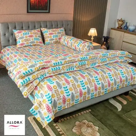 Leaf & Light Comforter Bedding Set – Yellow (5Pcs Set)