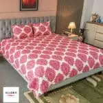 Regal Block Motif Printed Bed Sheet - Magenta