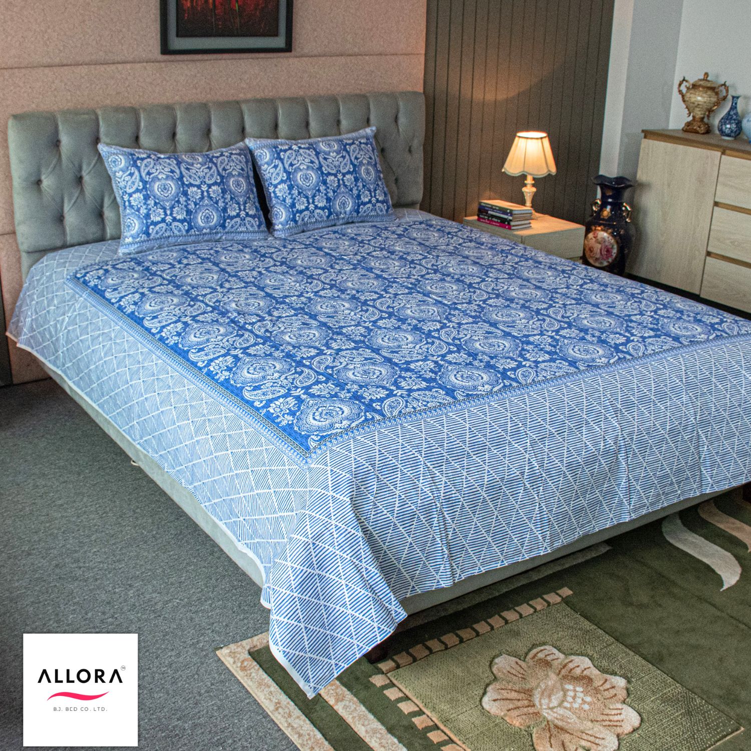 Coastal Calm Printed Bed Sheet – Blue Harmony