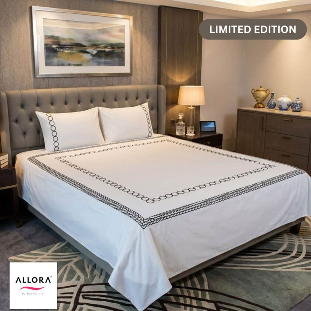 Cotton Luxury Hotel Bedding Set - White Embroidery Bed Sheet