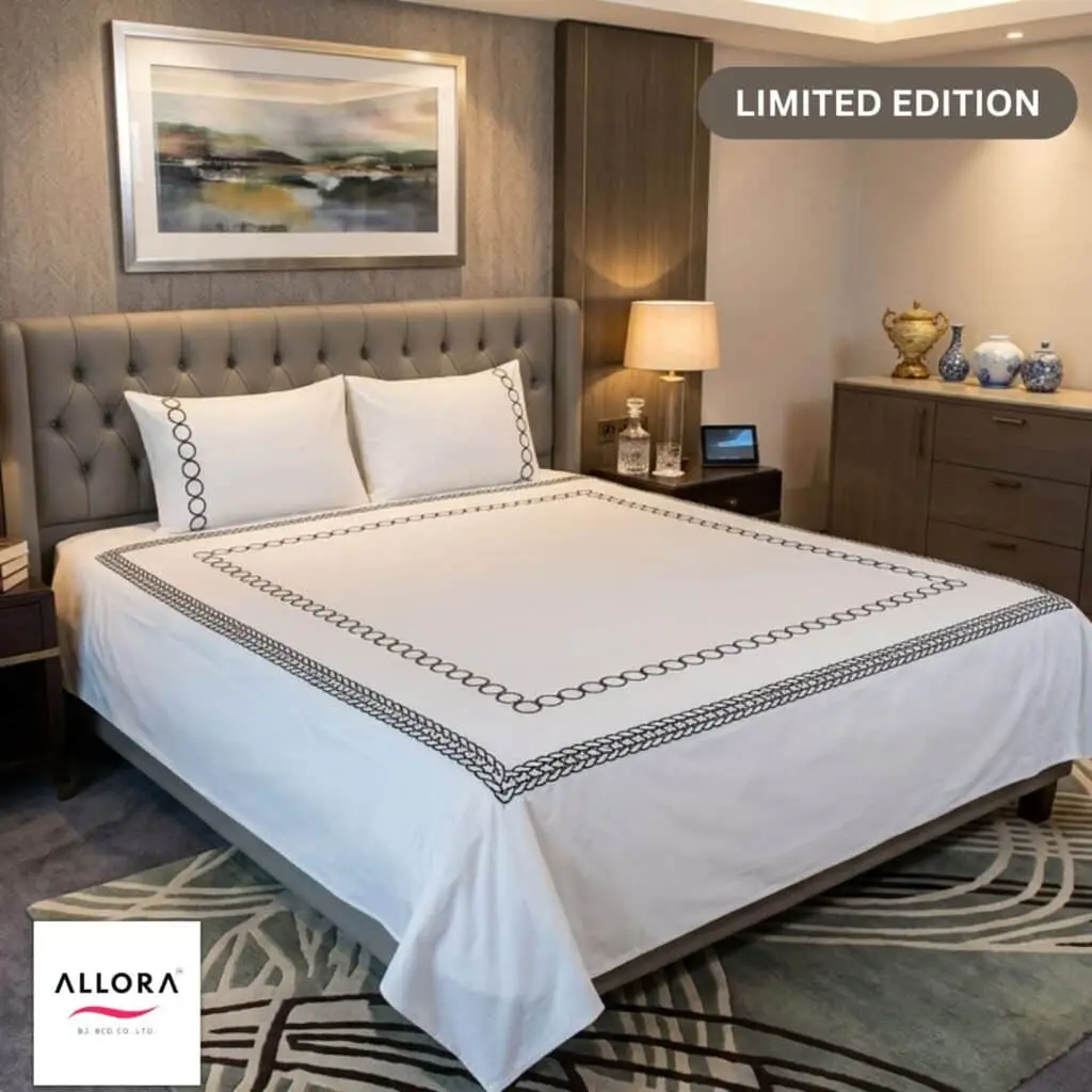 Cotton Luxury Hotel Bedding Set - White Embroidery Bed Sheet