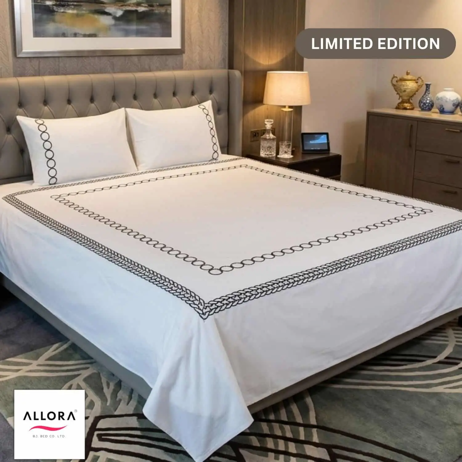 White Elegant Embroidery Bedsheet