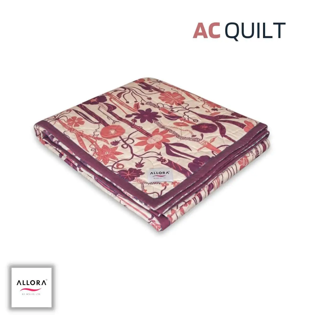 Wild Petal Printed AC Quilt – Wine