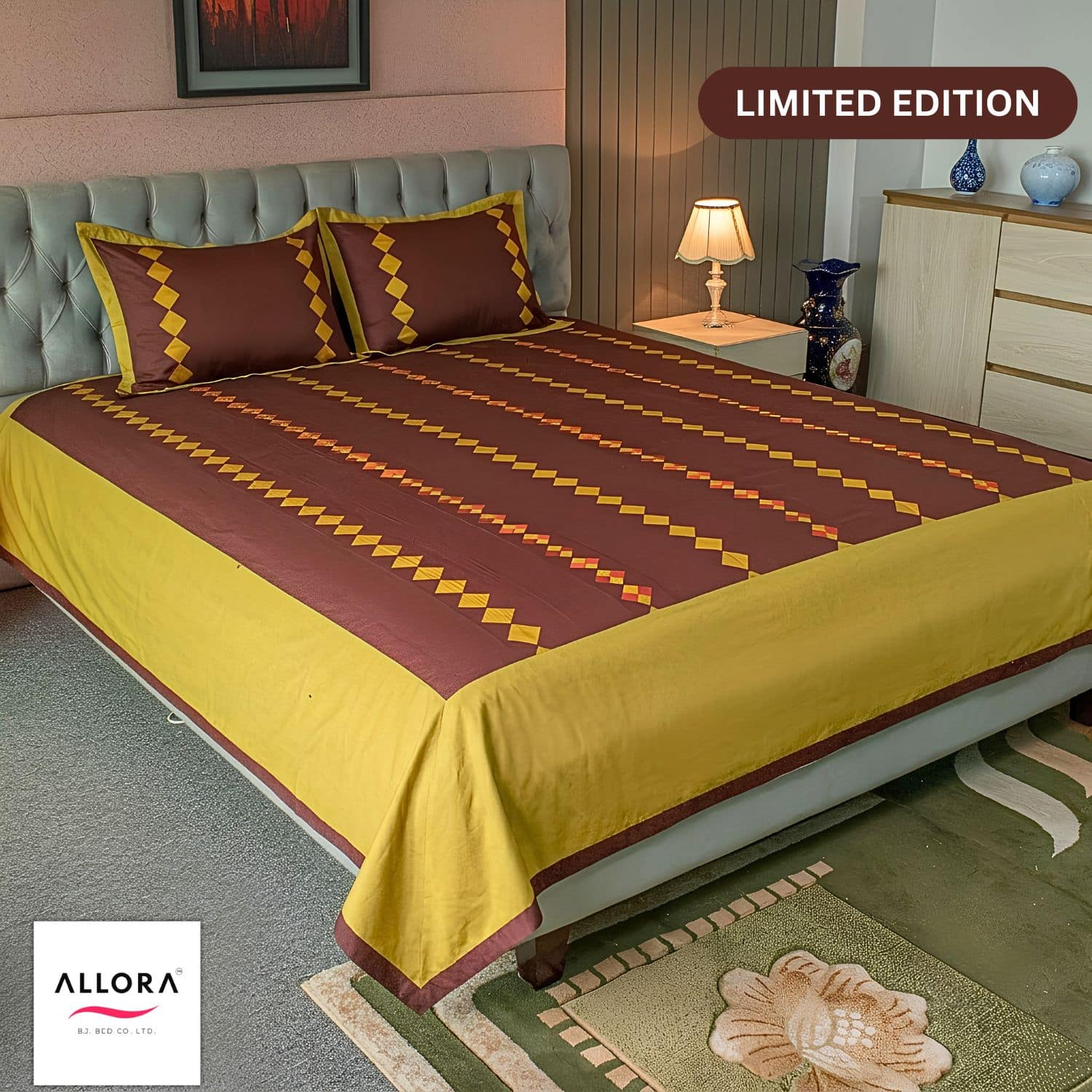 Heritage Weave Embroidered Bedsheet – Brown