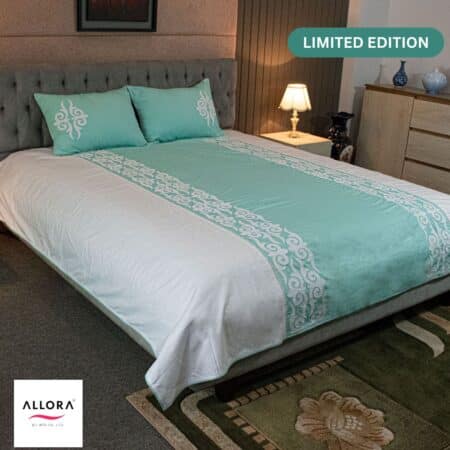 Mint Majesty Embroidered Bedsheet