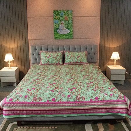 Bloom Garden Printed Bed Sheet - Green